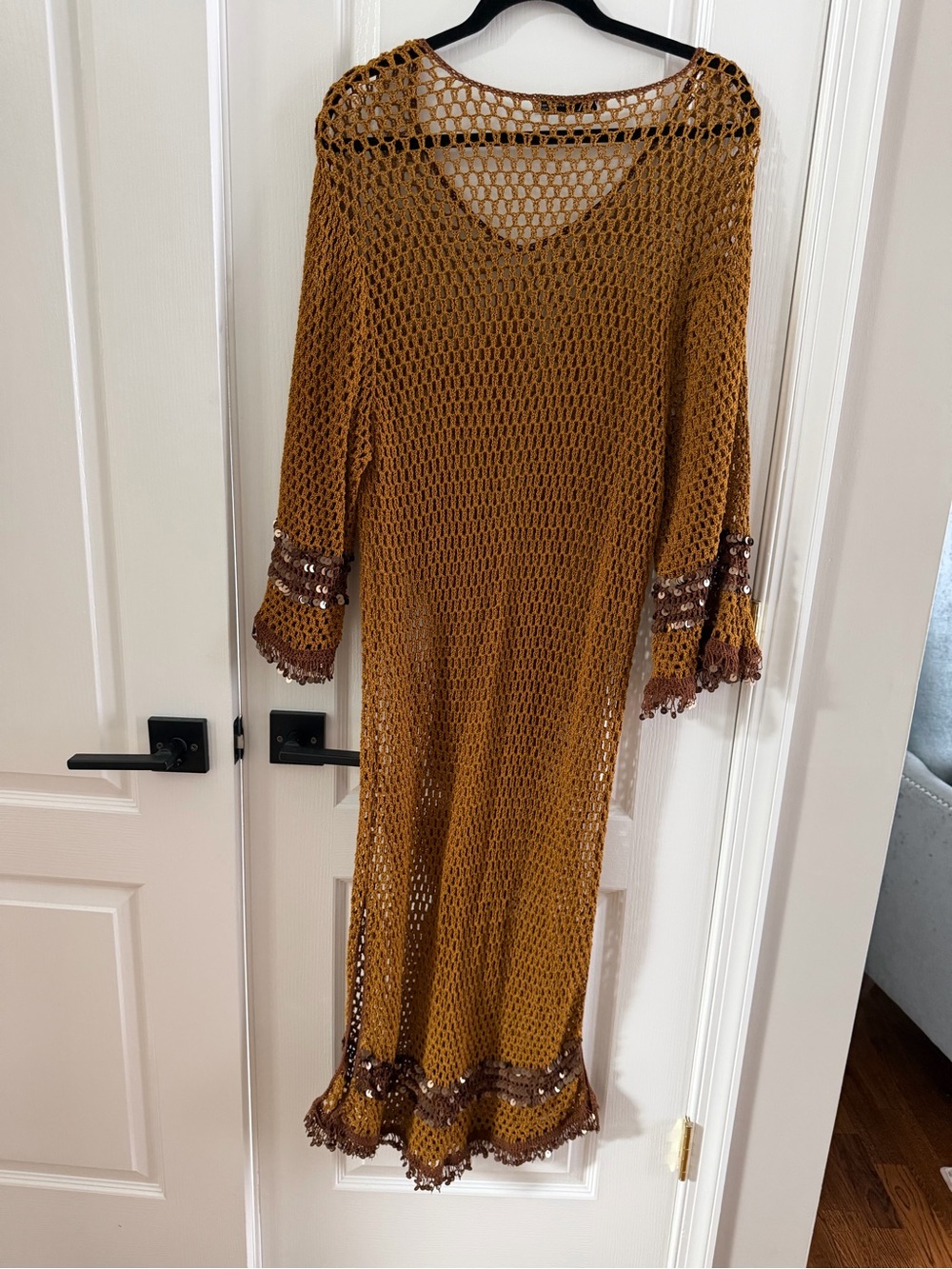 Zara Open-Knit Maxi Dress in Mustard - Picture 2 of 4